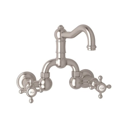 Rohl Acqui Wall Mount Bridge Lavatory Faucet With Column Spout A1418XMSTN-2
